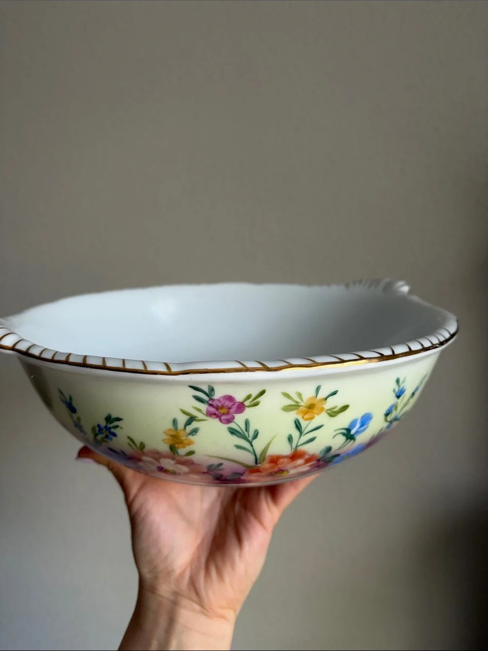 Limoges French Antique Hand Painted and Gilded Handed 10” Serving Bowl - Picture 1 of 14